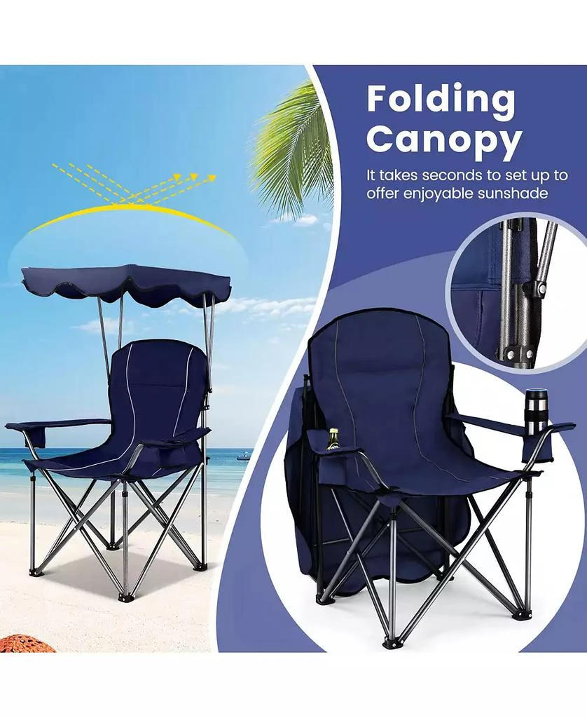 Mecale Portable Folding Beach Canopy Chair with Cup Holders 3