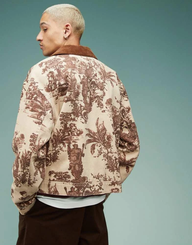 ASOS ASOS DESIGN oversized jacquard harrington jacket in stone 4