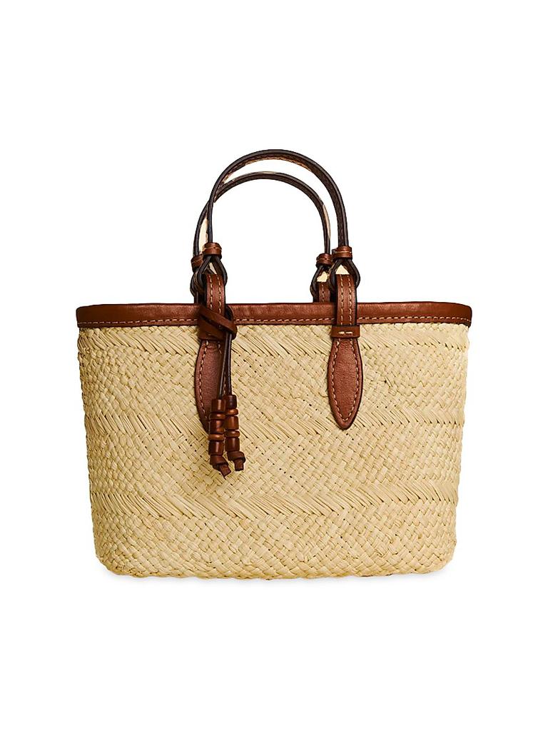 Hunting Season Mini Leather-Trimmed Woven Tote Bag
