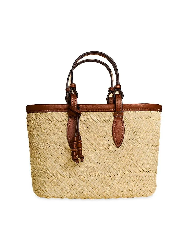 Hunting Season Mini Leather-Trimmed Woven Tote Bag 1