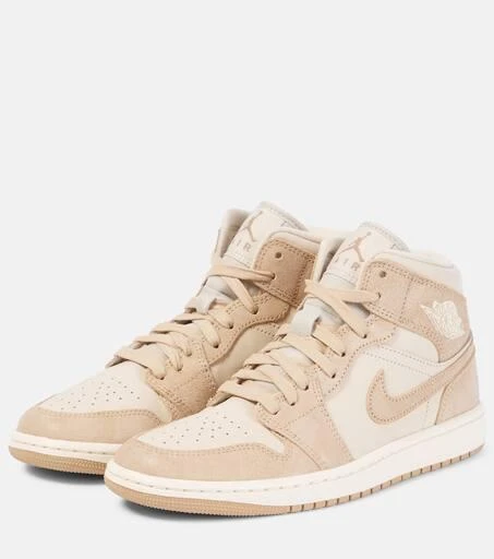 NIKE Air Jordan 1 Mid suede-trimmed leather sneakers 5