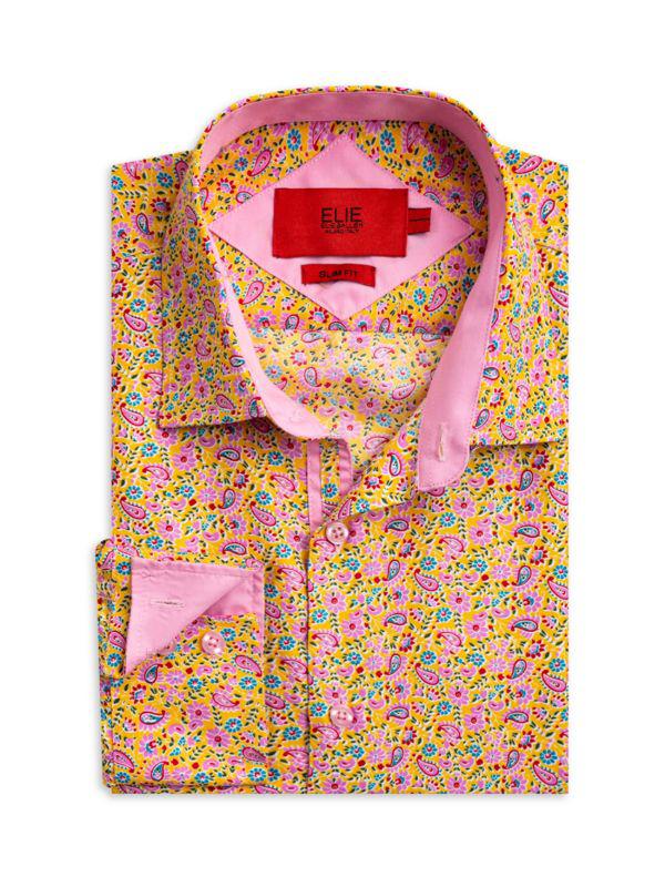 Elie Balleh Slim Fit Paisley Print Shirt