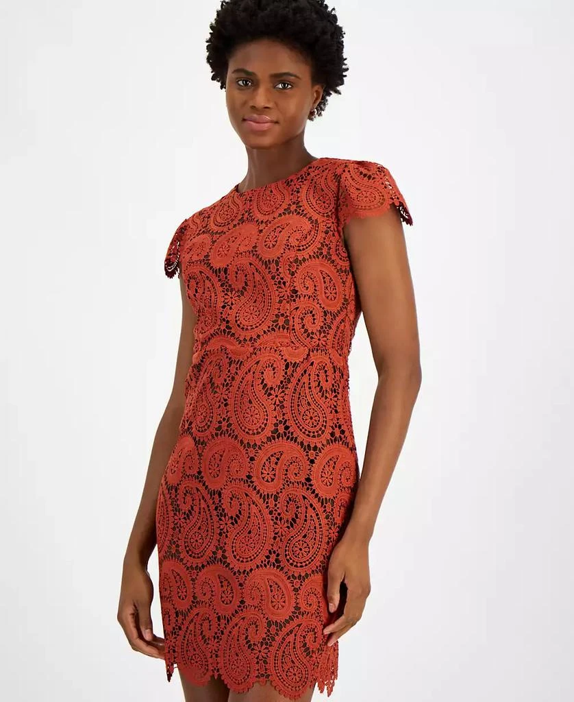 Tahari Women's Round-Neck Lace Short-Sleeve Sheath Dress 4