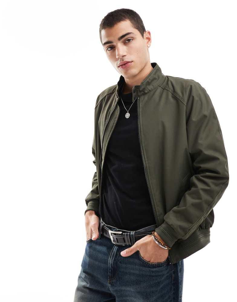 Brave Soul Brave Soul harrington jacket with ribbed cuff and hem in khaki