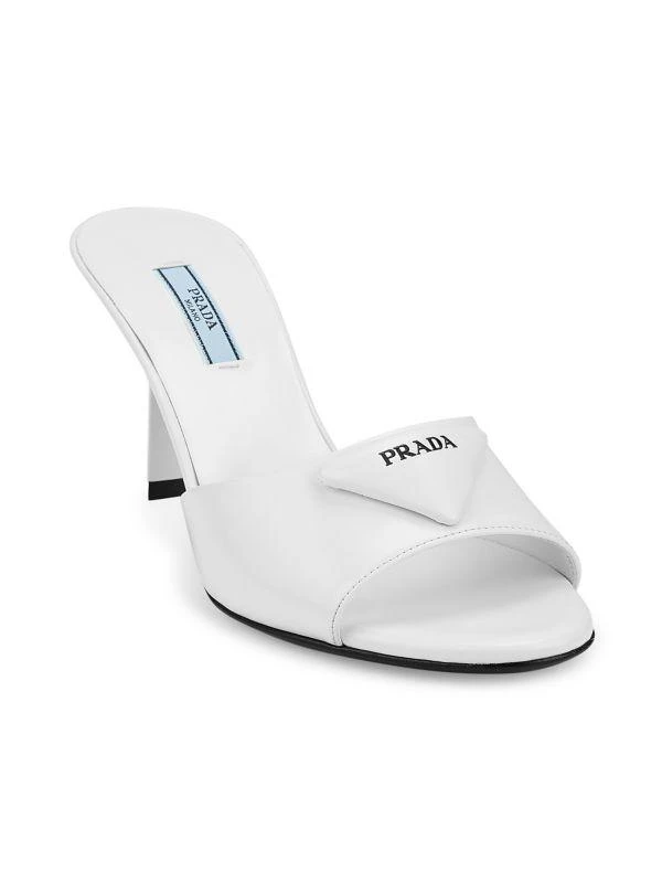 Prada Leather Logo High-Heel Mules 2