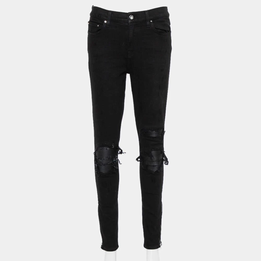 AMIRI Amiri Black Denim Zipper Detail Distressed Jeans M 1