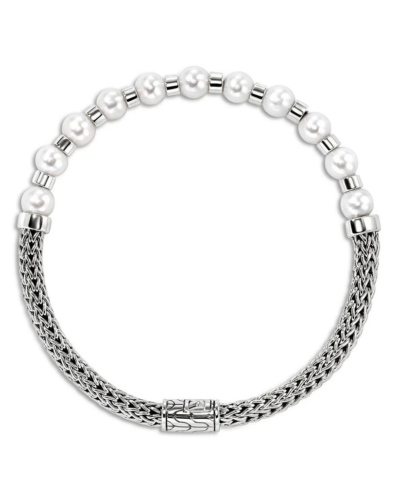 John Hardy Sterling Silver JH Essentials Cultured Freshwater Pearl Chain Bracelet 5