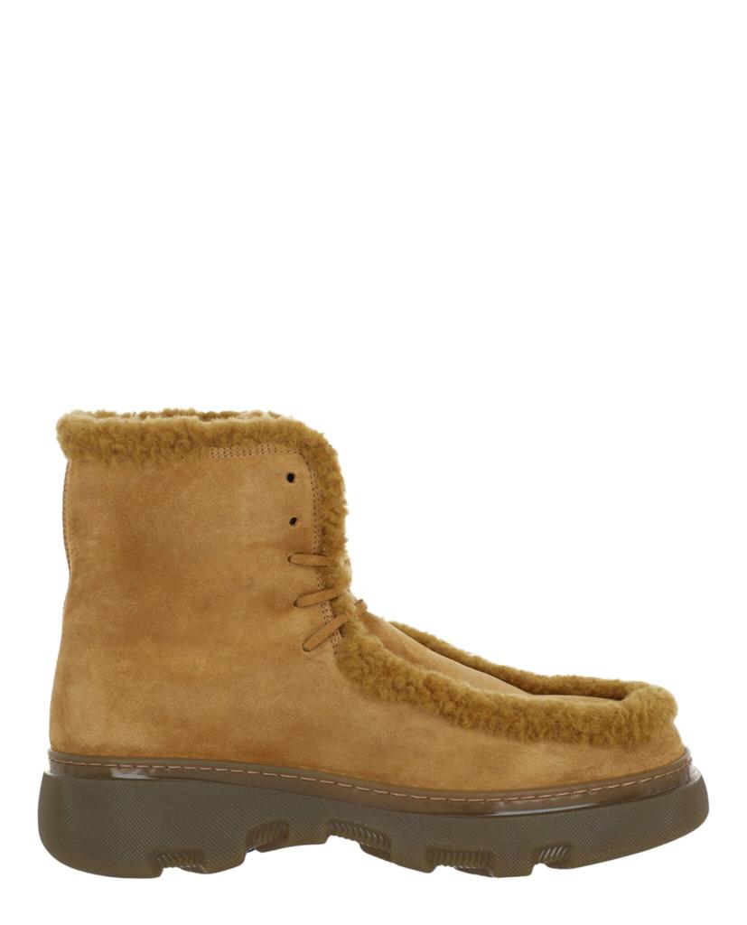 Burberry Shearling-Trim Suede Creeper Boots - Shoes - Save