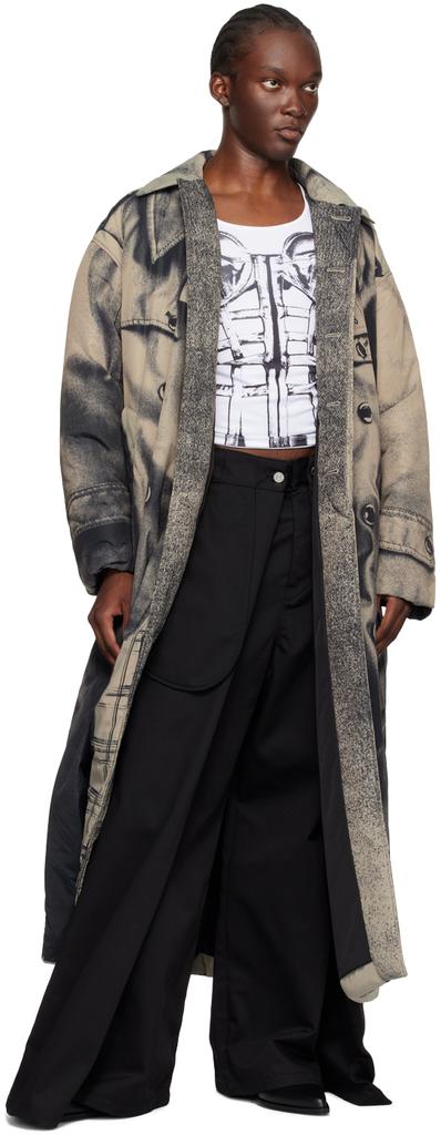 Shop Beige 'The Trompe-L'œil' Padded Trench Coat on Sale at