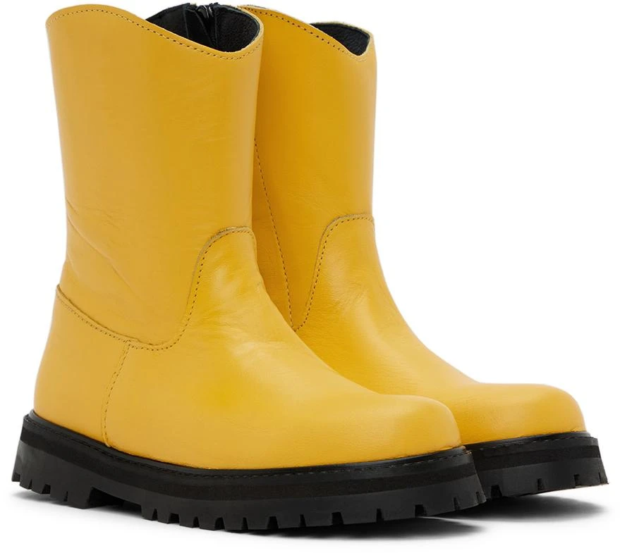M’A Kids Kids Yellow Faux-Leather Ankle Boots 4
