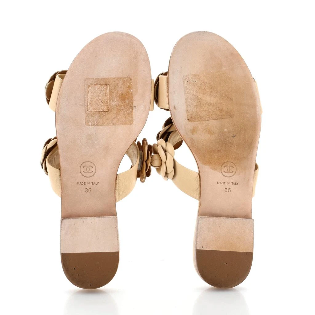Chanel Women's Camellia Double Strap Sandals Leather 4