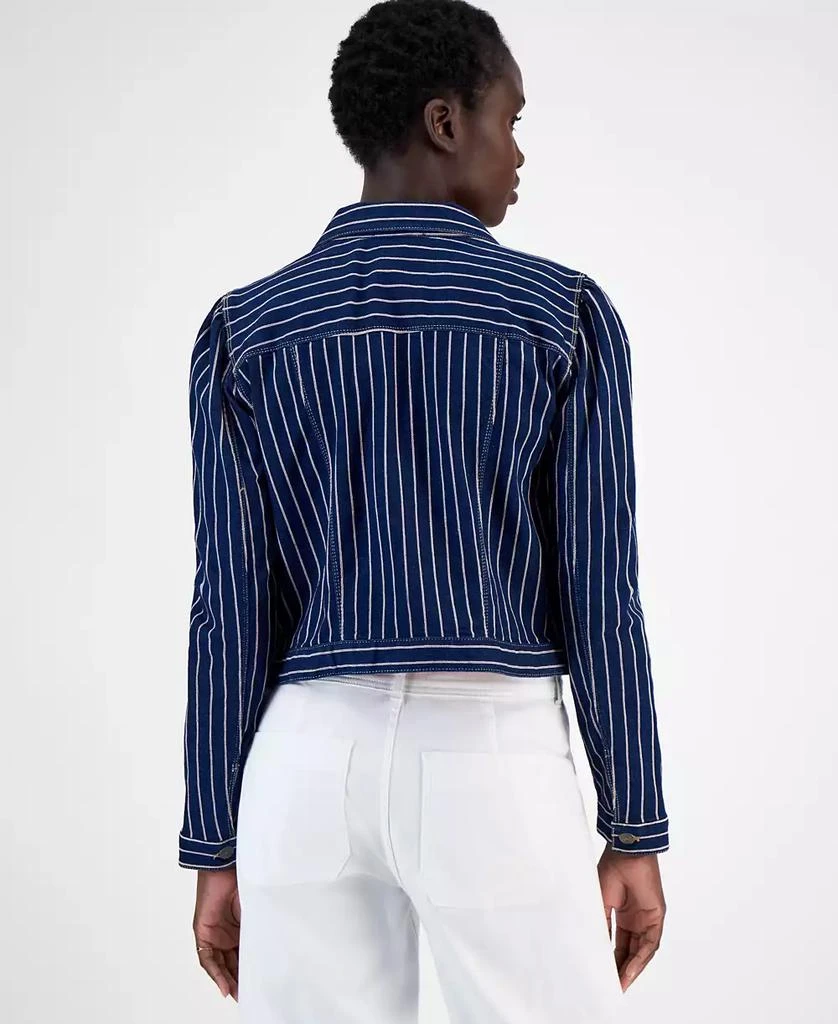 Nautica Jeans Women's Striped Denim Puff-Shoulder Jacket 2