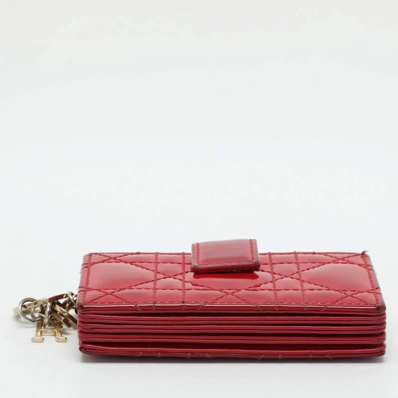 Dior Dior Red Cannage Patent Leather Lady Dior Gusset Card Case 8