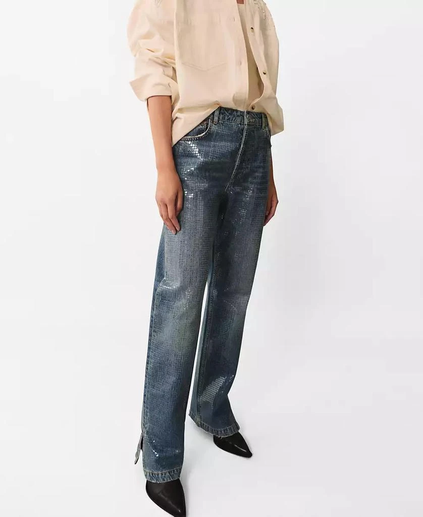 Mango Women's Sequins Under Slits Jeans 1