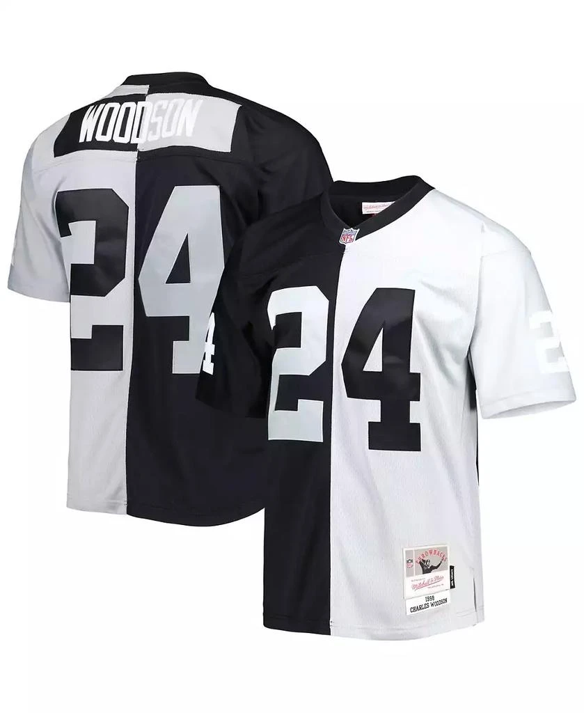 Mitchell
Ness Men
s Charles Woodson Black and Silver Las Vegas Raiders 1998 Split Legacy Replica Jersey
