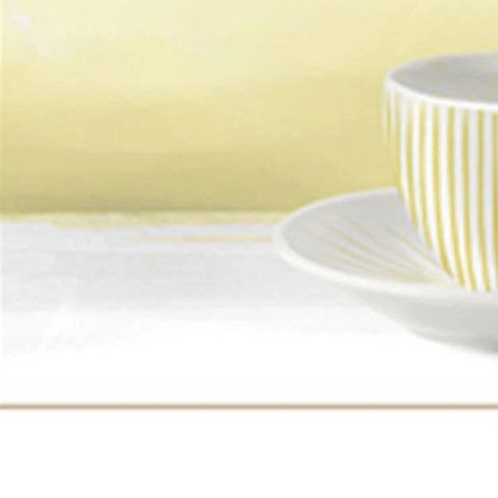 Hivvago Set Of Three Tea Cups and Yellow Flowers White Framed Print Kitchen Wall Art 4