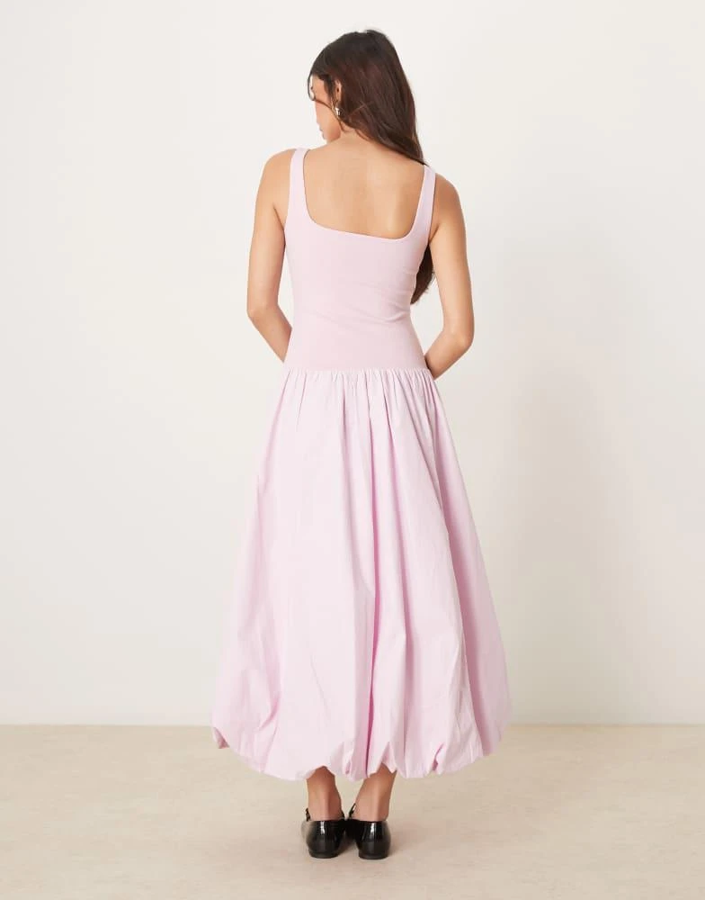 Abercrombie & Fitch Abercrombie & Fitch drop waist bubble midi dress in pink 4