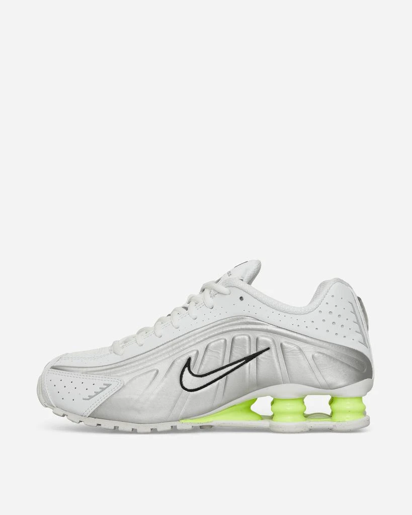 NIKE Women's Shox R4 Sneakers White / Metallic Silver / Volt 4