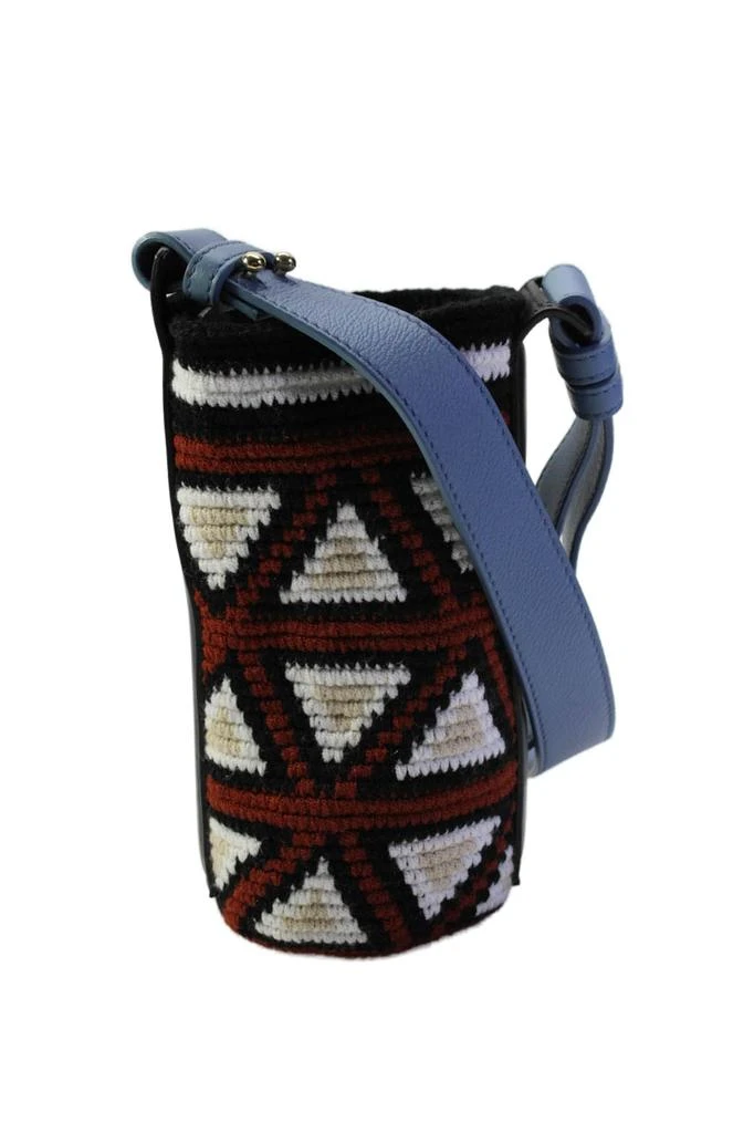 AZ Factory Womens Single Strap Woven Cotton Printed Bucket Handbag Black Blue 1