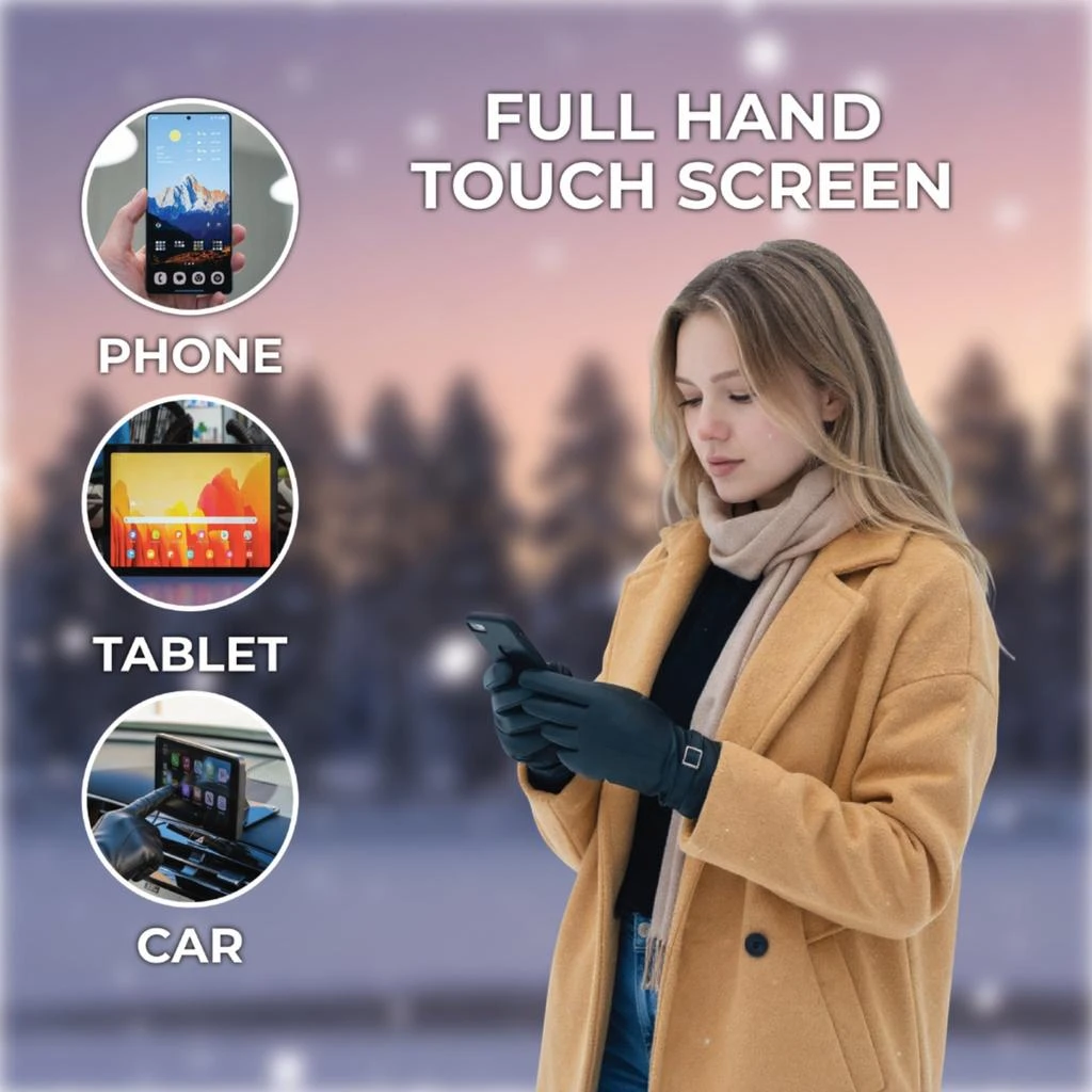 Infinity Leather Womens Teal Green Italian Leather Soft Wool Lining Winter Buckle Driving Gloves 4