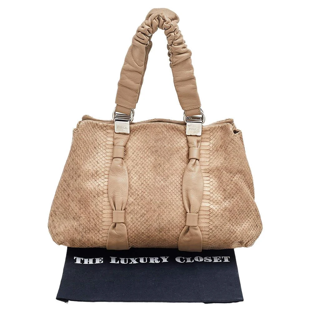 Furla Furla Beige Python Embossed Leather Shoulder Bag 9