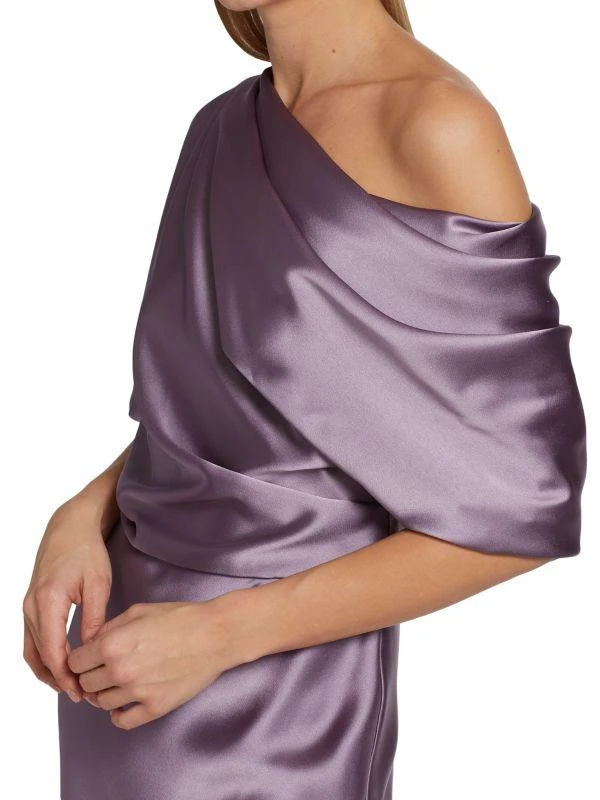 knee length dresses for ladies Fluid Satin Draped Gown Champagne / 00 main image 0
