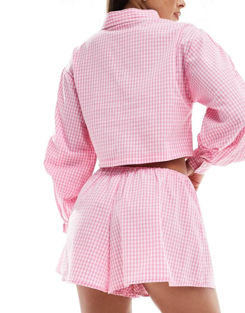 Luna Luna short in gingham check in pink 3