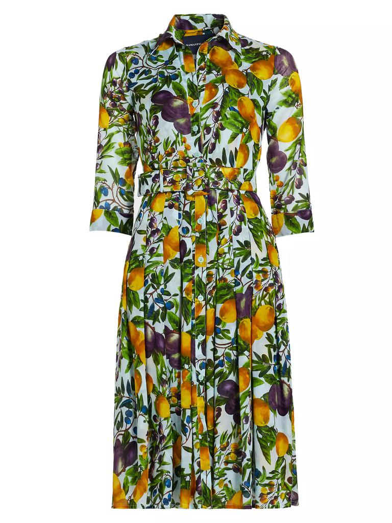 SAMANTHA SUNG Audrey Fruit Cotton Shirtdress