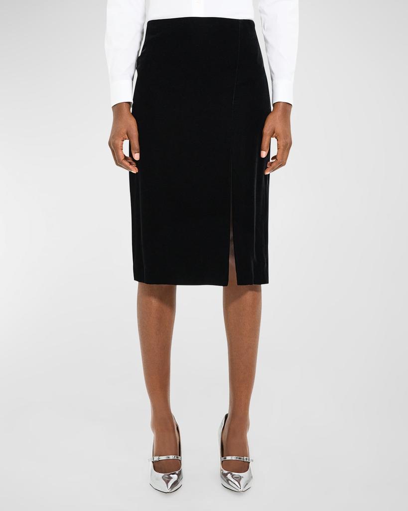 Theory Velvet Side Slit Pencil Skirt