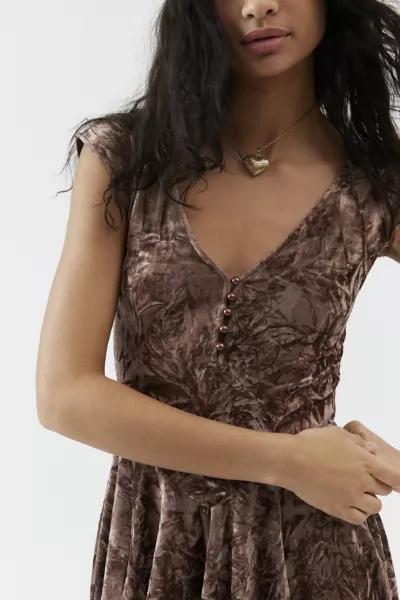 Urban Outfitters UO Corina Velvet Short Sleeve Mini Dress