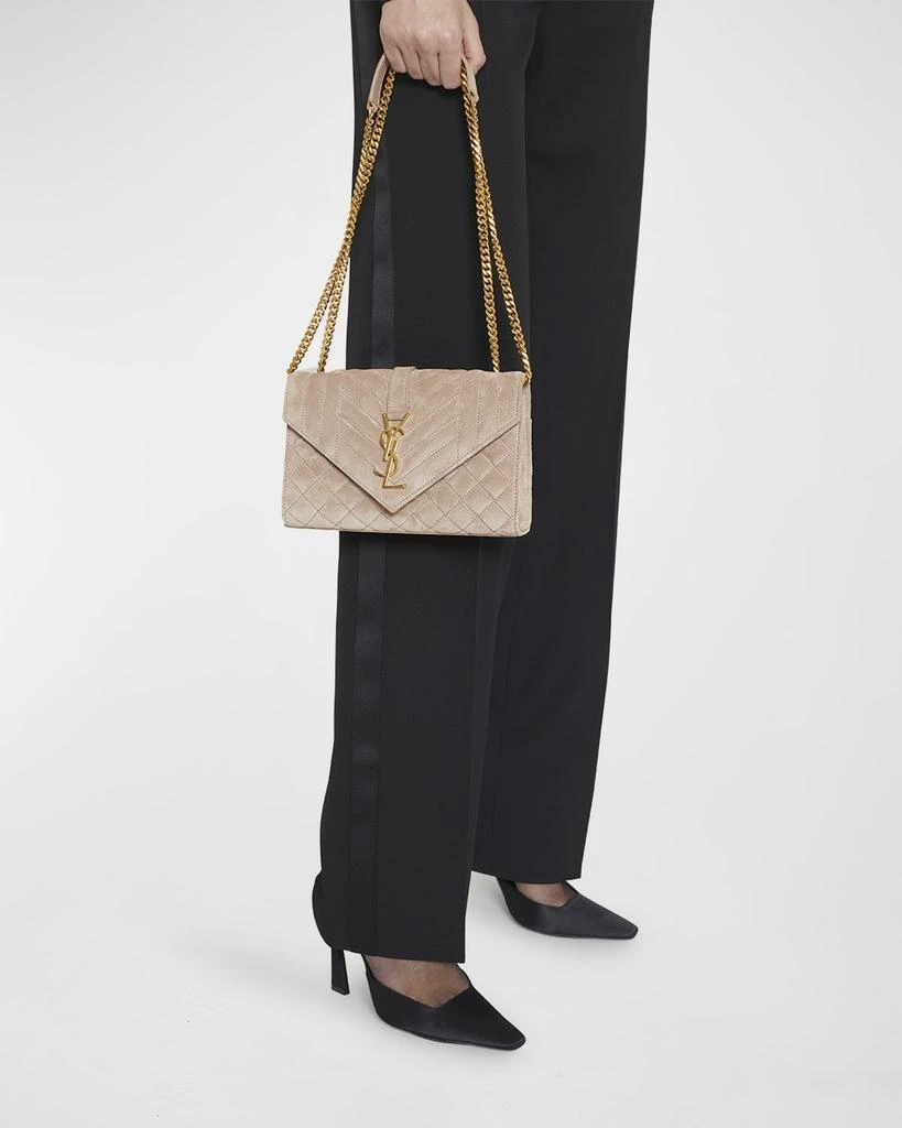 Yves Saint Laurent Envelope Triquilt YSL Small Shoulder Bag in Suede 5