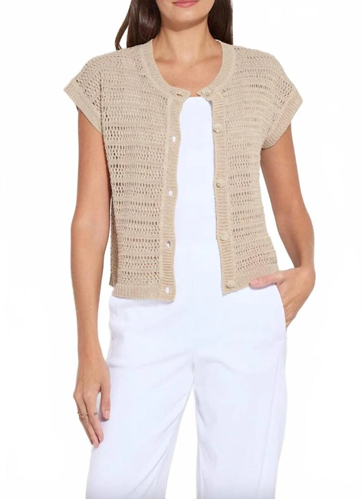Lyssé Brisa Linen Mesh Sleeveless Cardigan