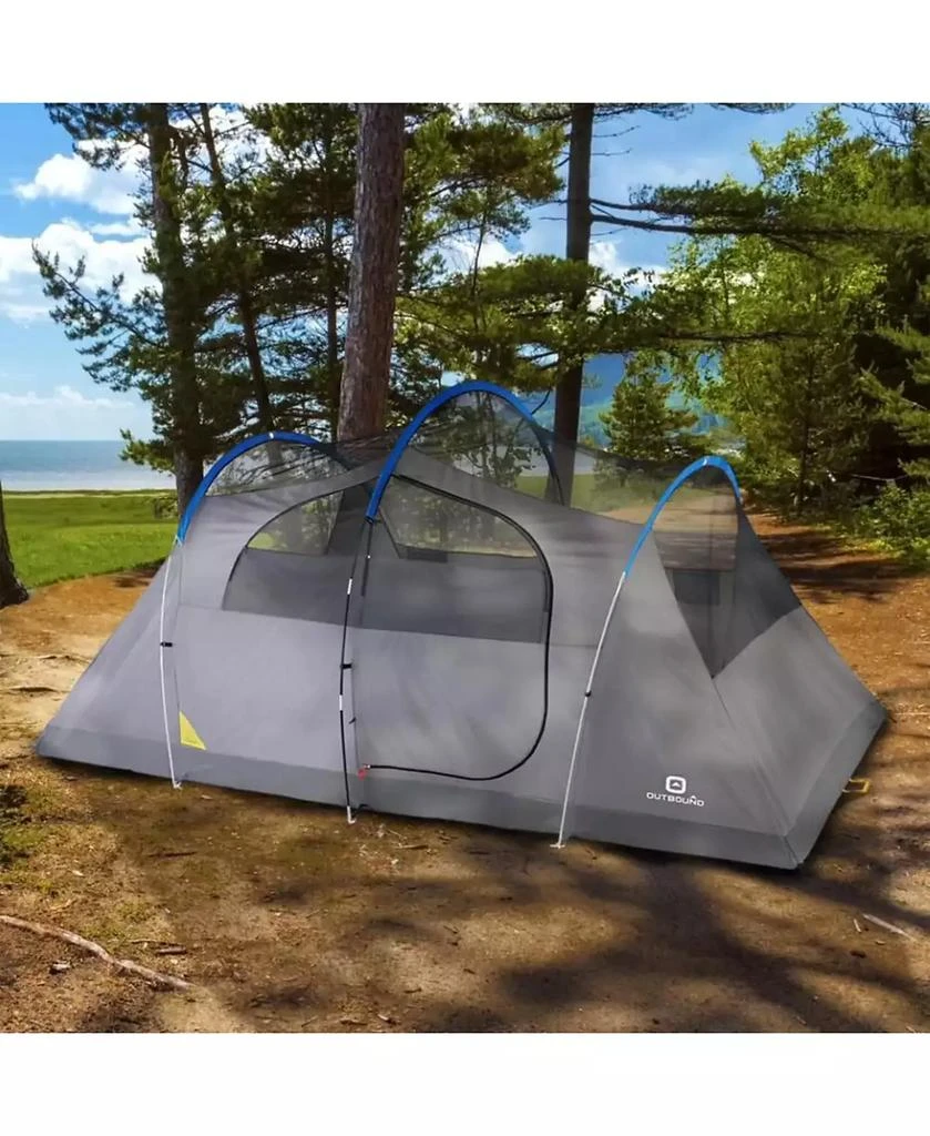 Outbound 8 Person 3 Season Easy Up Camping Dome Tent with Rainfly
Porch, Blue 10