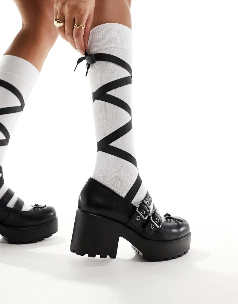 Koi Footwear Koi Myako lace up chunky ballet shoes in black 1