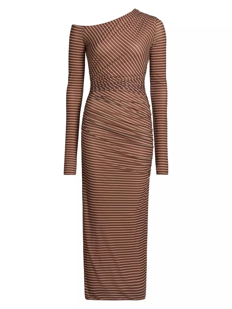 Ronny Kobo Annamaria Striped One-Shoulder Dress 1
