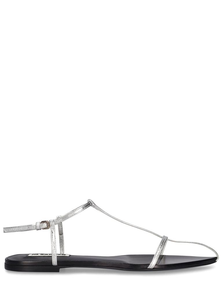 JIL SANDER 10mm Metallic Leather T-bar Sandals