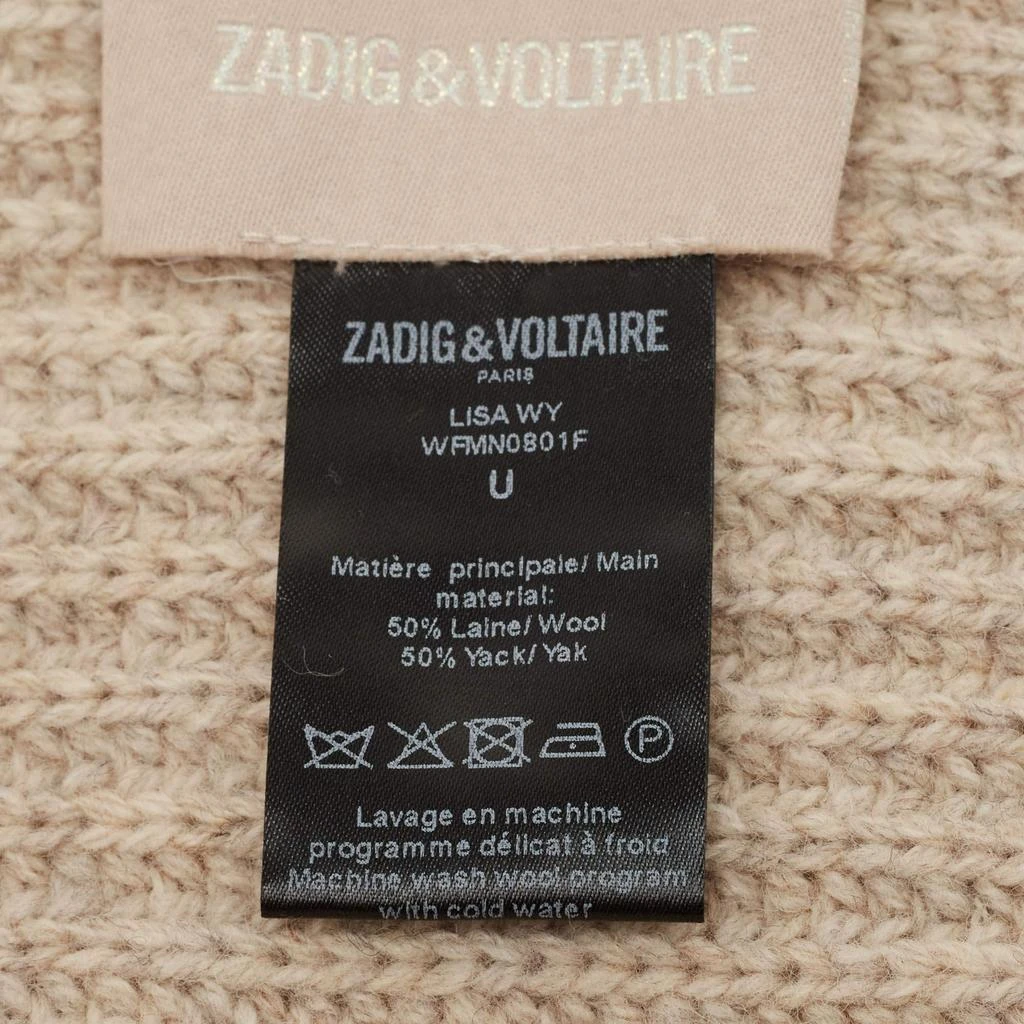 ZADIG & VOLTAIRE Zadig & Voltaire Beige Rib Knit Wool Blend Lisa Muffler 4