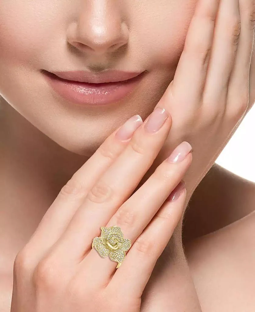 Effy EFFY® Diamond Pavé Petal Rose Statement Ring (1-1/8 ct. t.w.) in 14k Gold 2