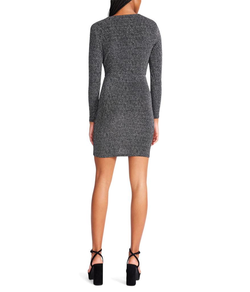 Betsey Johnson Metallic Knit Faux Wrap Dress