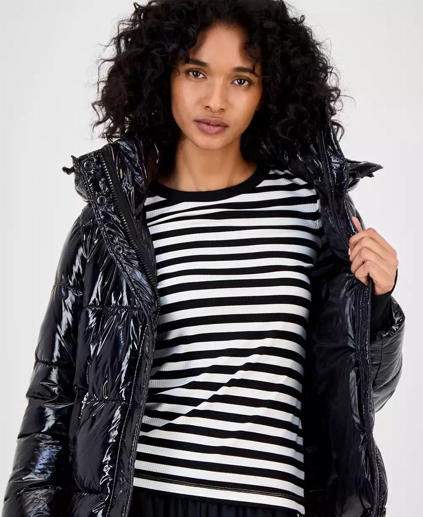 ella eLLa ブルゾン Shop Women's Ella Hooded Thumbhole-Cuff Shine Puffer Coat on Sale