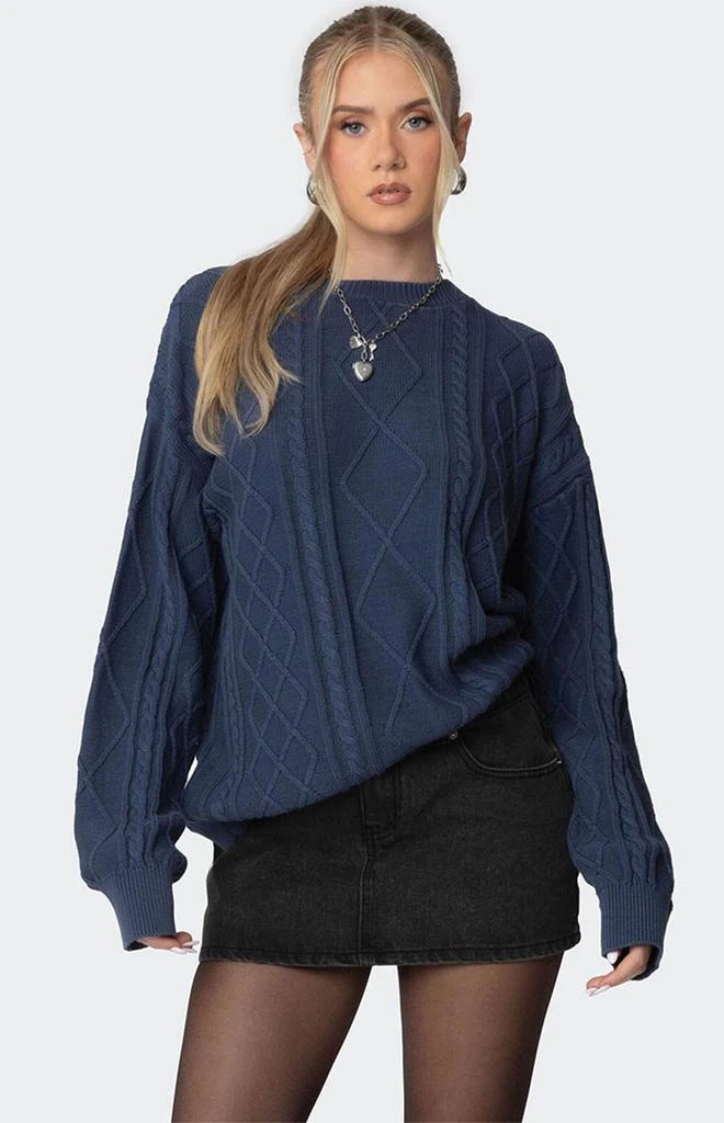 Edikted Jessy Cable Knit Oversized Sweater 1