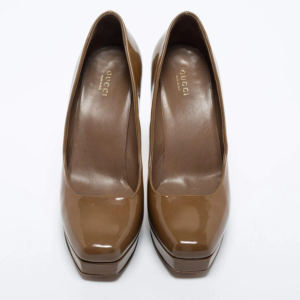 Gucci Gucci Olive Green  Patent Leather Tile Square Toe Platform Pumps Size 39 3