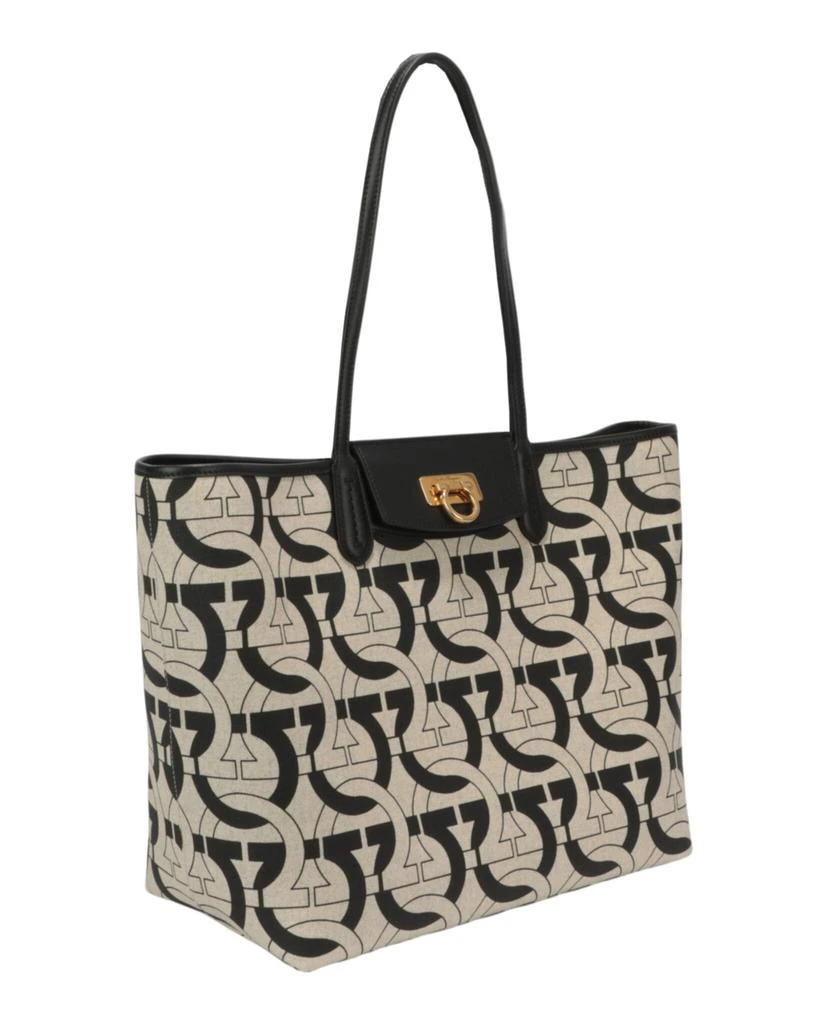 Salvatore Ferragamo Gancini Print Canvas Tote Bag 2