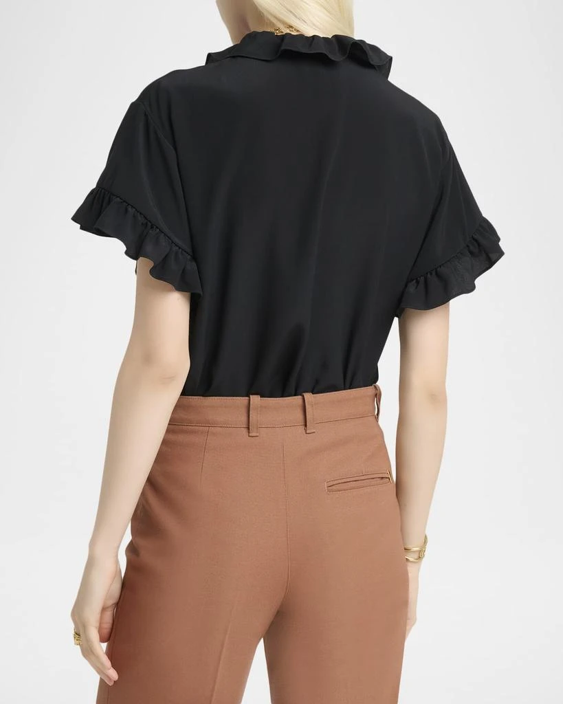 Chloé Ruffle Short-Sleeve Silk Crepe De Chine Top 3