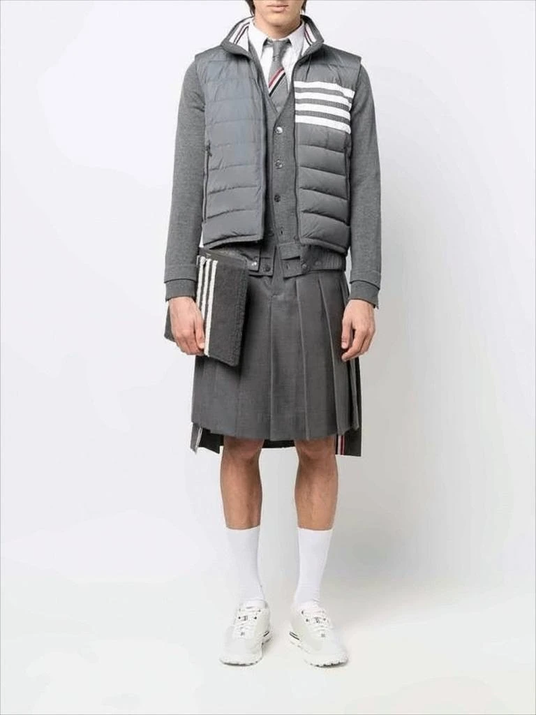 Thom Browne Padded Grey Vest with High Collar and Signature Stripes 2
