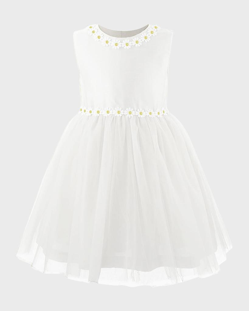 Rachel Riley Girl's Daisy Tulle Dress, Ivory, Size 2-14