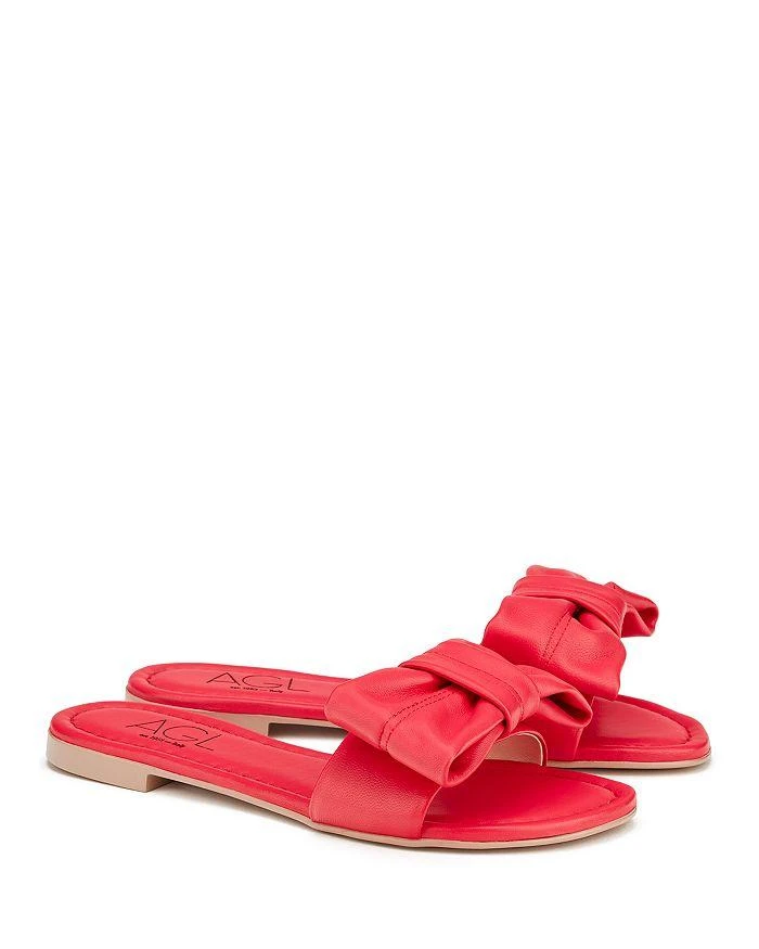 AGL Women's Summer Ribbon Bow Detail Slide Sandals 1