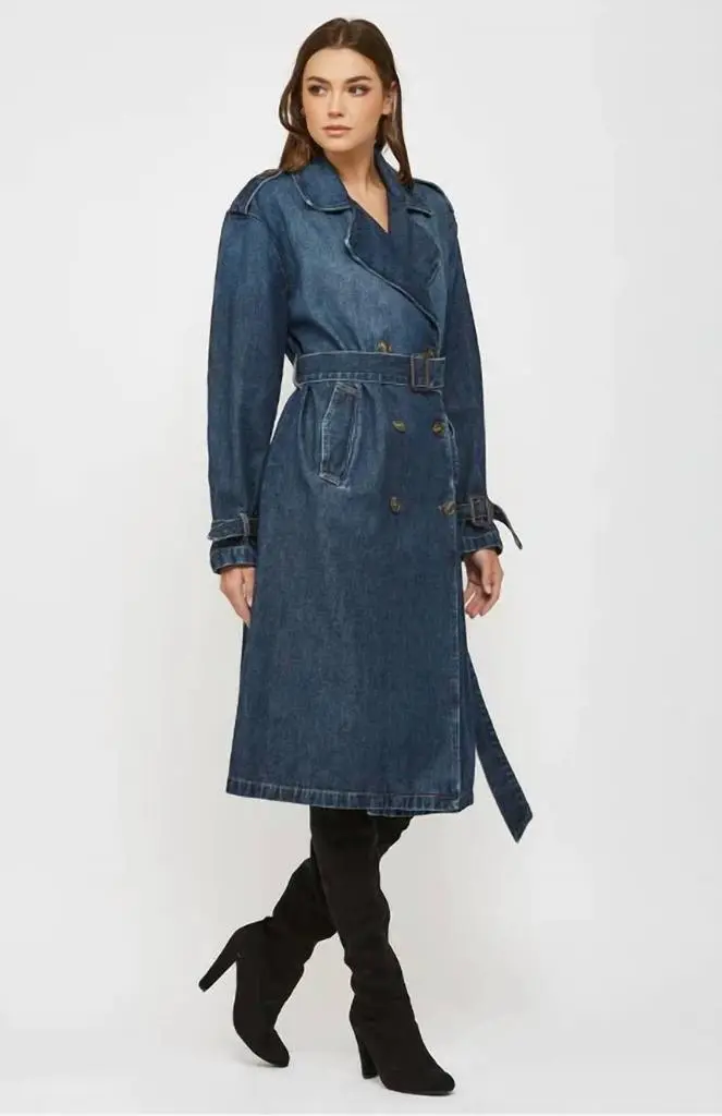 HIDDEN Hidden - Devon Classic Denim Trench Coat