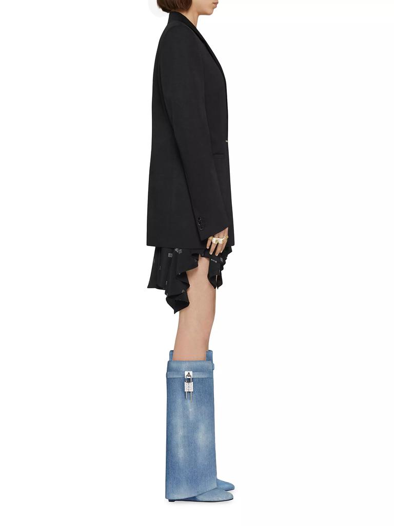 Givenchy Shark Lock Boots In Washed Denim