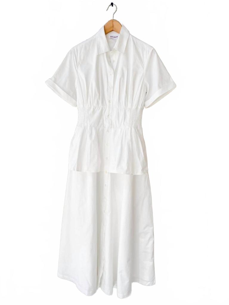 Rosie Assoulin Boogie Woogie Bugle Boy Dress In White